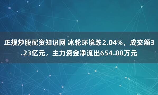 正规炒股配资知识网 冰轮环境跌2.04%，成交额3.23亿元，主力资金净流出654.88万元